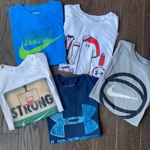 Boys Under Armour and Nike t-shirts